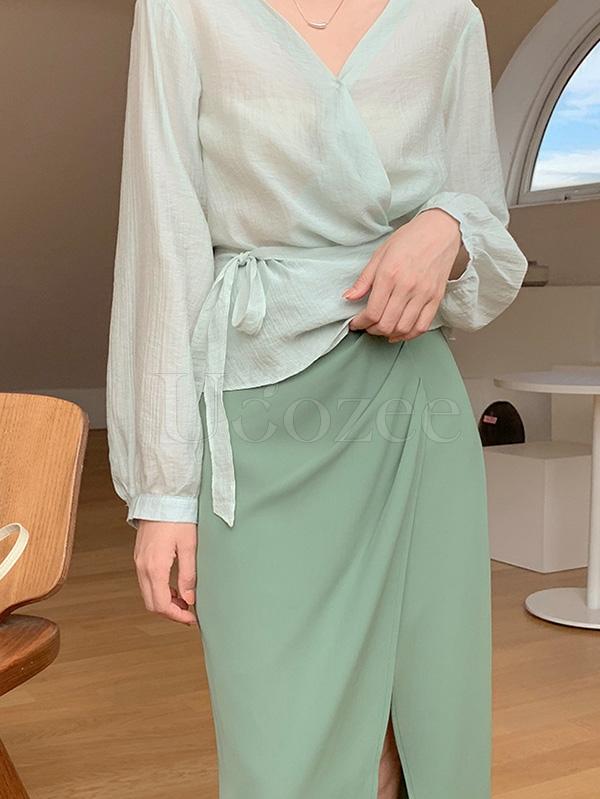 Casual Chiffon Split-front Skirt