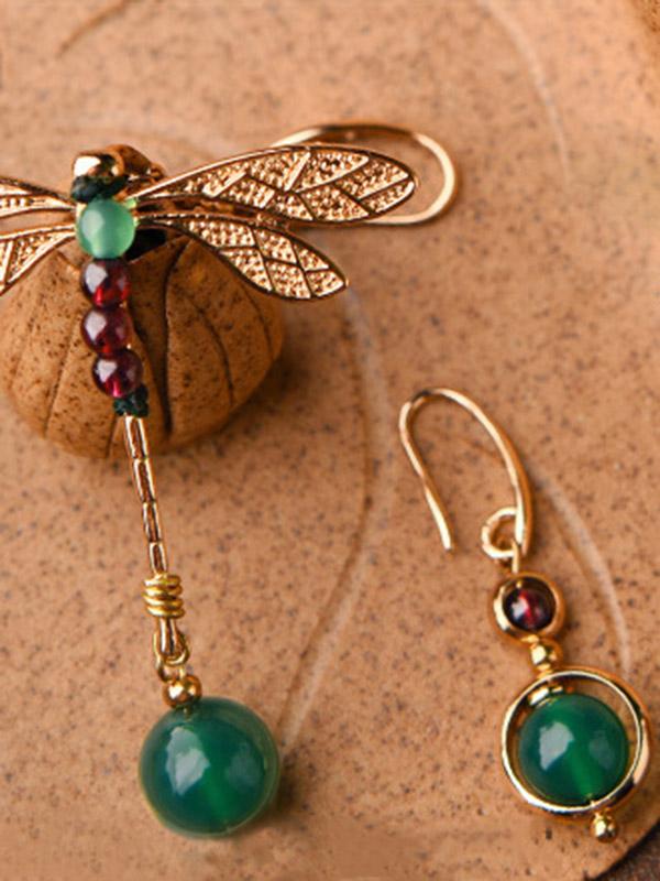 Original Vintage Asymmetric Agate Eardrop