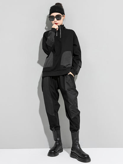 Urban Punk Stand Collar Split-Joint Zipper Sweatshirt