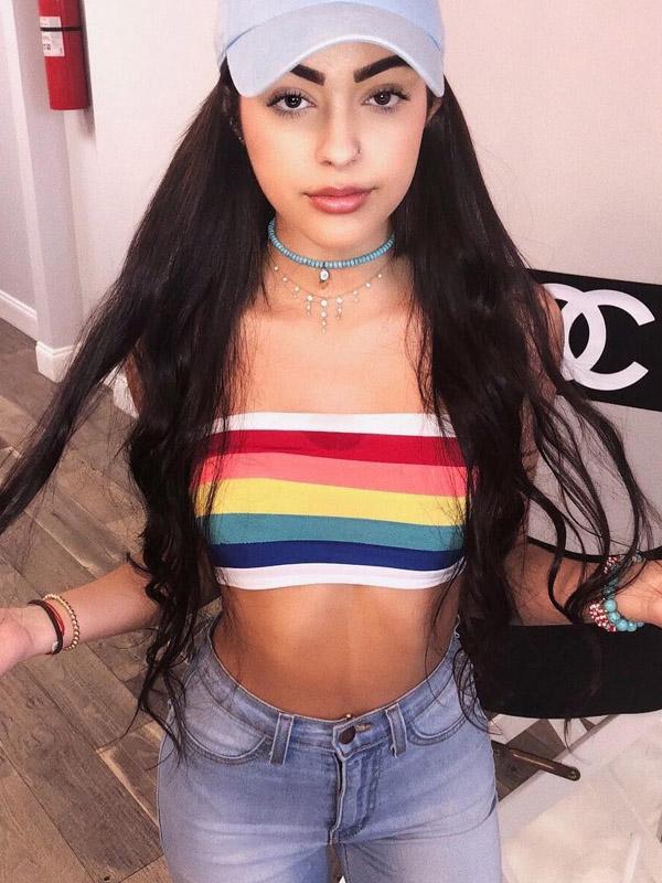 Fashion Rainbow Striped Sexy Wrap Sports Bra