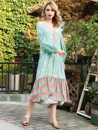 Retro Bohemia Floral Maxi Dress