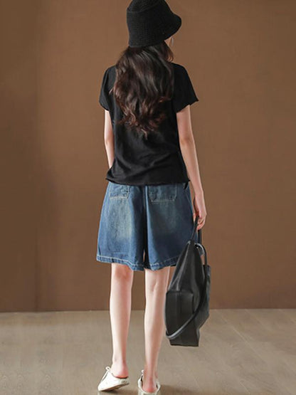 Vintage Bamboo Cotton Solid T-Shirt