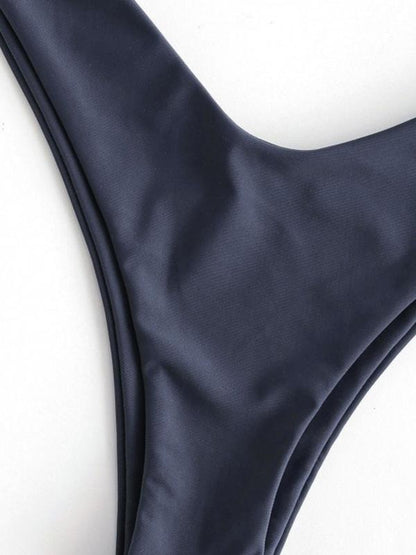 One Shoulder Plain Hollow Bikini Set
