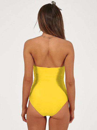 Plunge Neck Top With High Cut One-piece Swimsuit