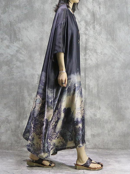 Literary Silk Split-joint 2-Pieces Long Dress