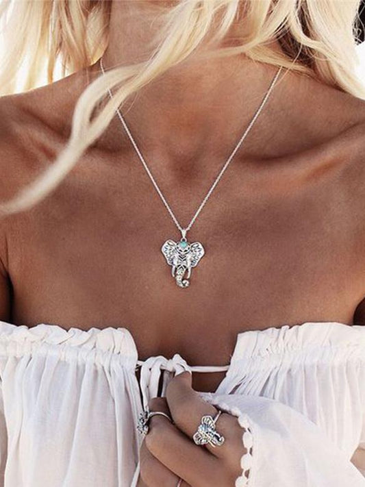 Vintage Hollow Elephant Pattern Necklaces