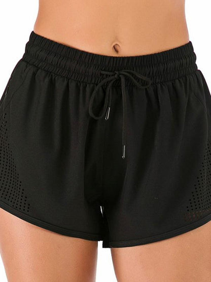 Drawstring Perforated Sport Shorts