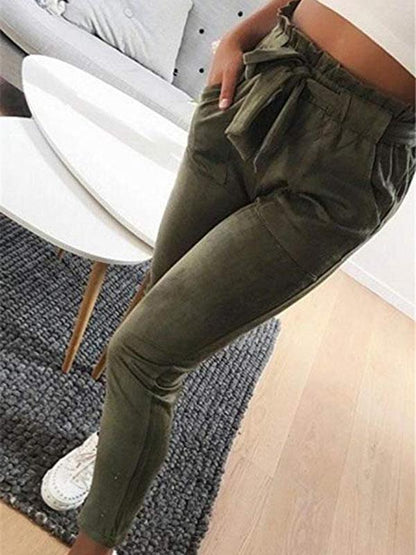 Fashion 3 Color Elastic Waist Casual Pants Bottoms