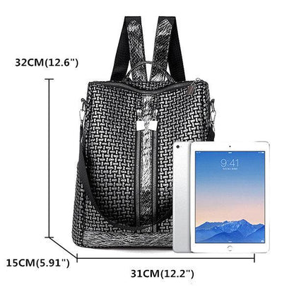 Multi-function Faux Leather Casual Travel Shoulder Bag Backpack