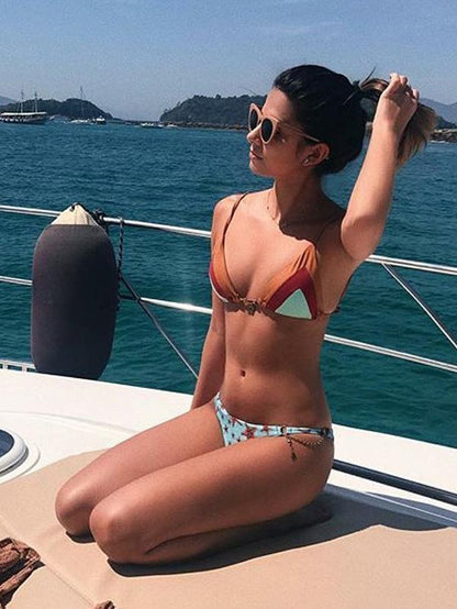 Printed Bottom Bikinis Swimwear