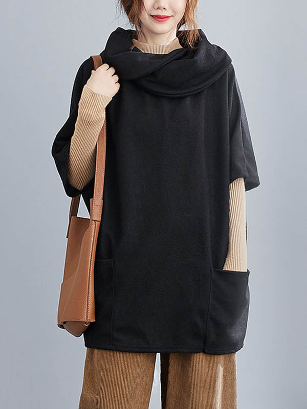 Solid Color Heaps Collar Half Sleeve T-Shirt