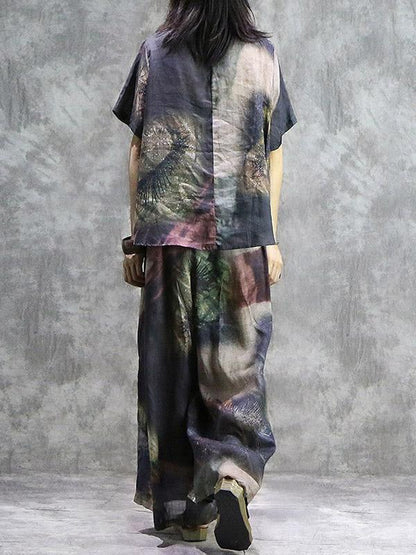New Vintage Ramie T-Shirt + Loose Wide Leg Pants
