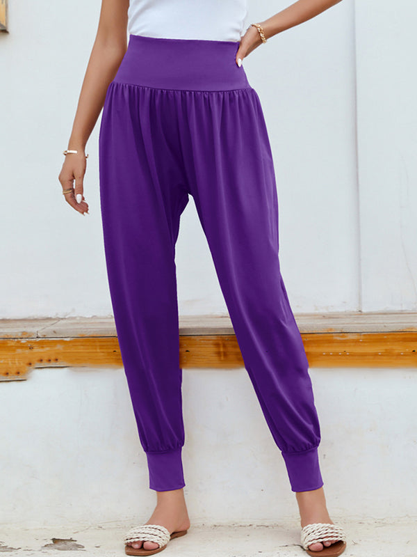 Simple Casual 9 Colors Pleated Harem Pants