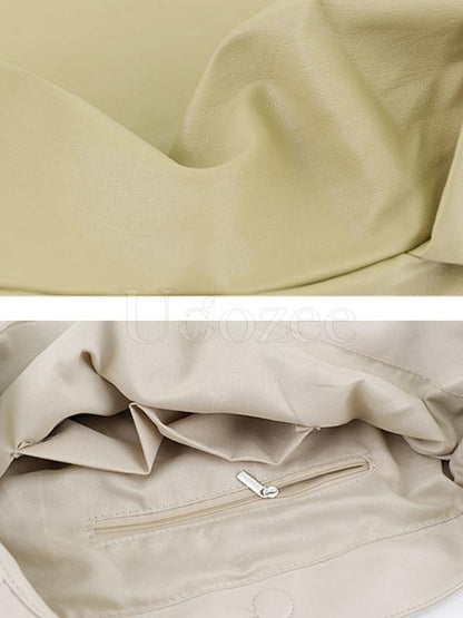 Soft Solid Handiness PU Tote Shoulder Bag