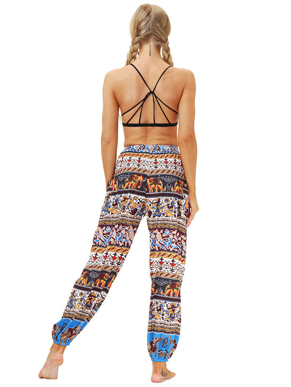 Bohemia Stripes Printed Elastic High Waisted Knickerbockers& Yoga Pants