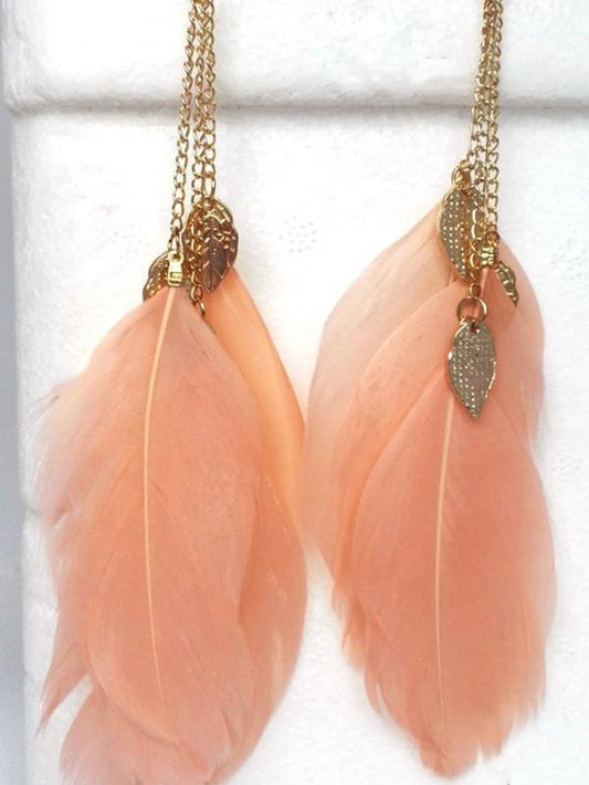 Fashion Popular Bohemia Feather Shape Style Alloy Earrings