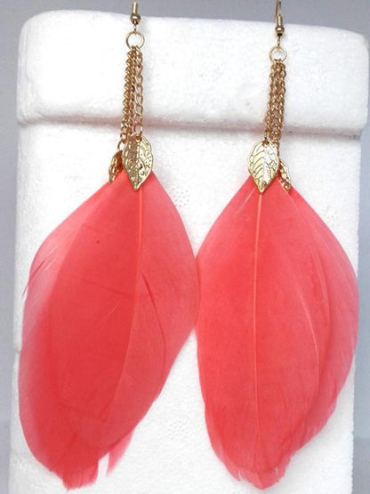 Fashion Popular Bohemia Feather Shape Style Alloy Earrings