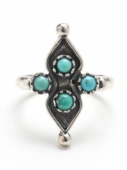 Vintage 4PCS Turquoise Carving Rings Accessories