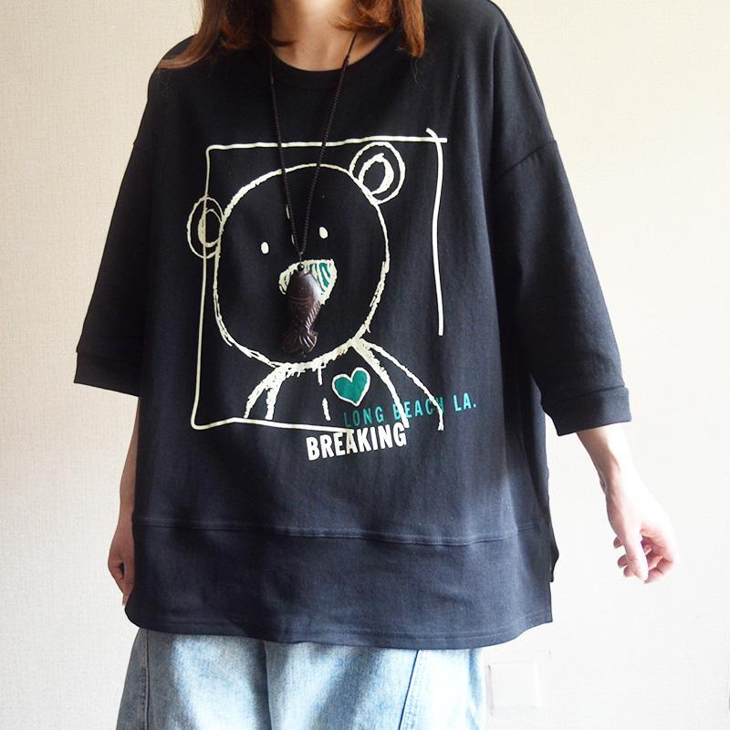 Cotton Loose Print Round Neck Blouse