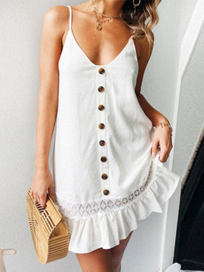 Bohemia Spaghetti-neck V-neck Mini Dresses