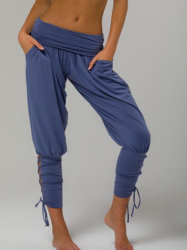 Solid Loose Bandage Athletic Pants