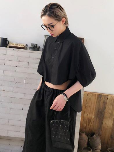 Solid Cropped Half-short Shirt