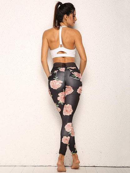 Flower Printed Lace Yoga Leggings