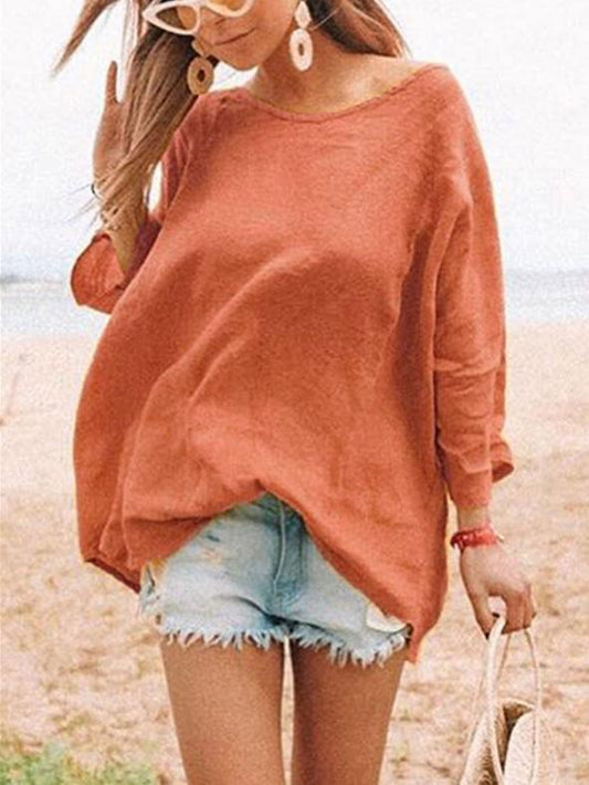 Loose Solid Color Round-neck T-shirt