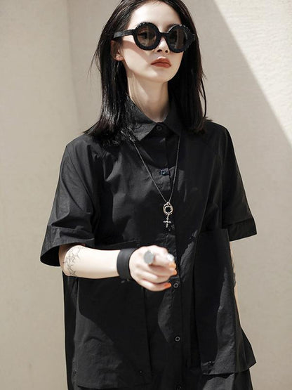 Loose Black Cool Long Shirt Dress