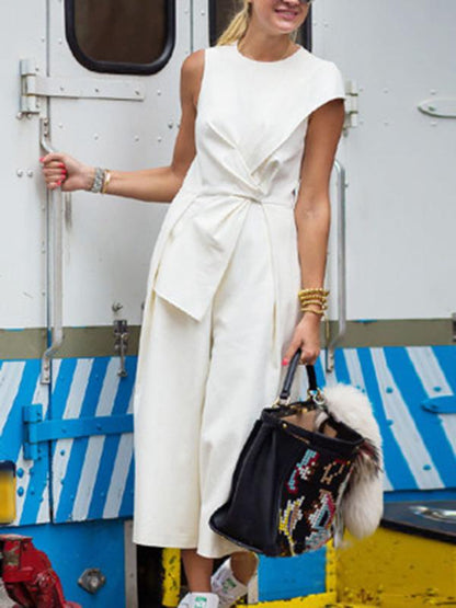 Solid Color Wide Leg Jumpsuits Bottoms