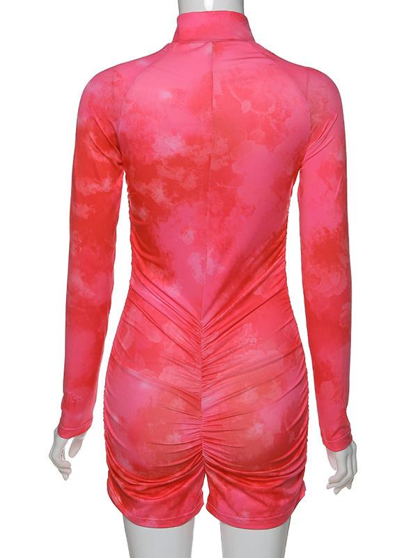 Sexy Long Sleeves Zipper Printed Sports Rompers