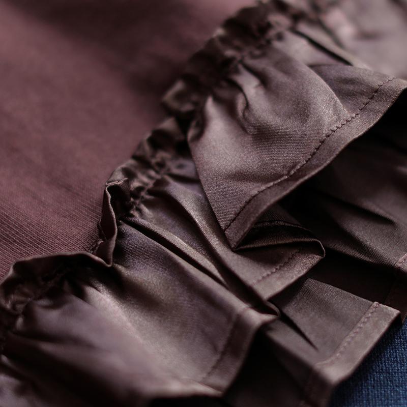 Buykud Ruffled Hem Applique Stripe Casual Loose Blouse