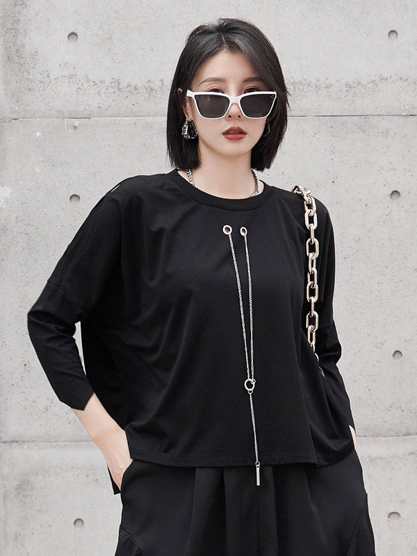 Original Solid Color Cold Shoulder T-Shirt Top