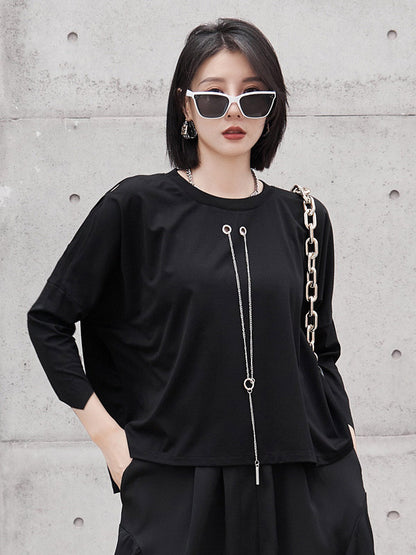 Original Solid Color Cold Shoulder T-Shirt Top