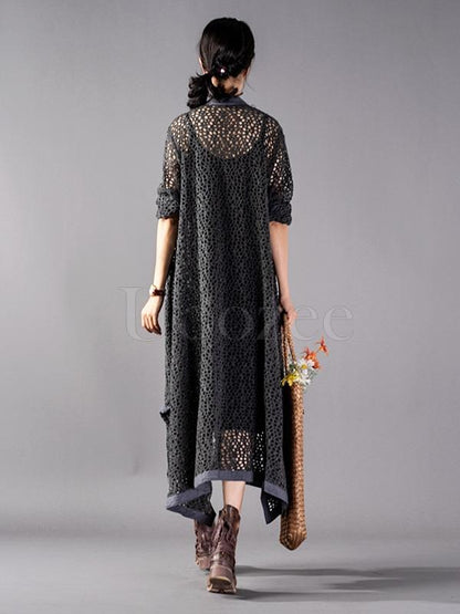 Casual Hollow Cropped Long Cover-up