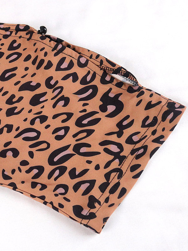 Original Leopard Tied Round-Neck Sloping Shoulder Jumpsuits