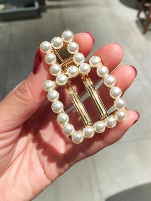 Ins Style Hollow Faux Pearl Hair Clip