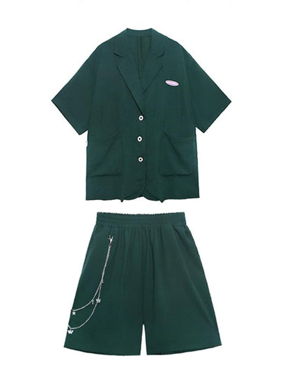 Original Solid Tops& Wide Leg Shorts Suit
