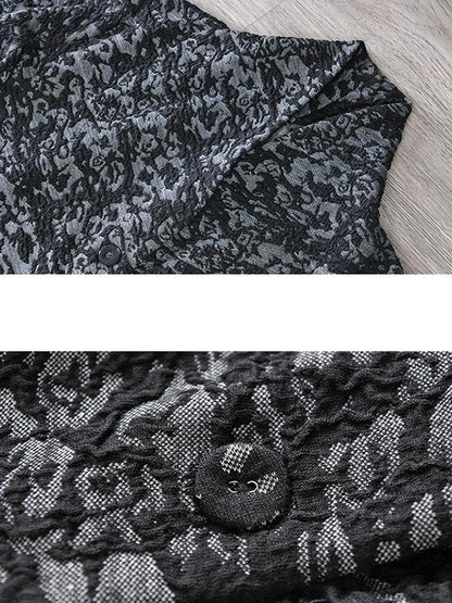 Buykud Casual Long Sleeve Irregular Jacquard Loose Jacket