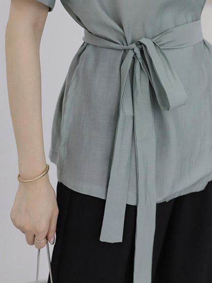 Literary Lace-up Slim Shirt