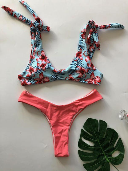 Plain Bottom Bikinis Swimwear