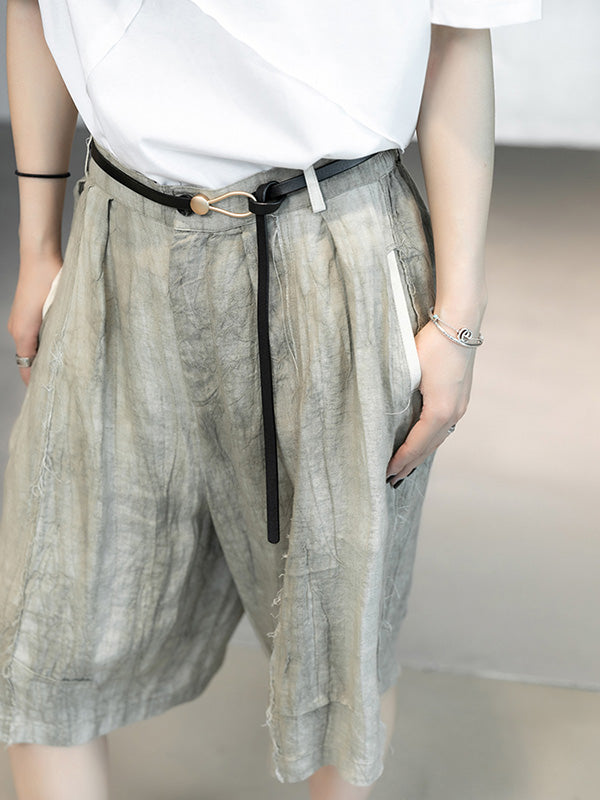 Original Solor Color Linen Wide Leg Shorts