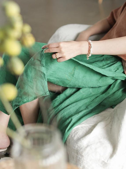 Literary Linen Split-side Skirt