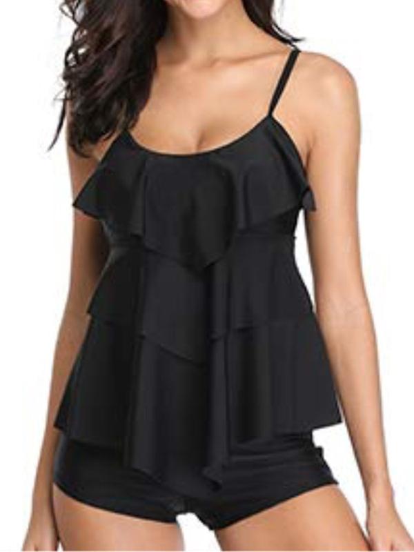 Retro Multi-Layered Tankini Swimwear