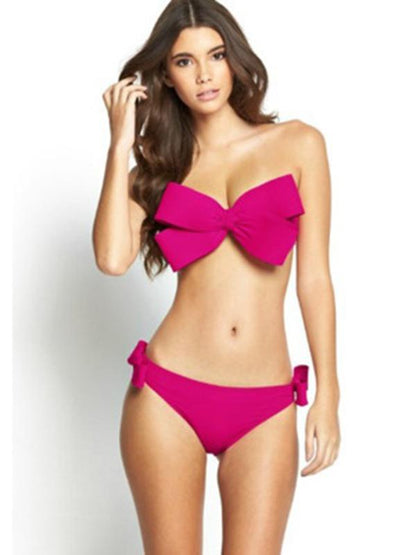 Plain Bowknot Bikinis Swimwear