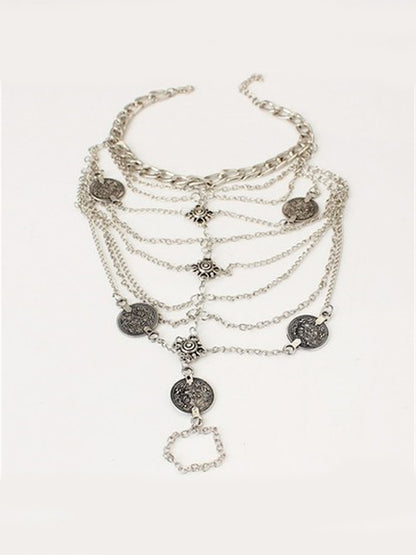 Bohemian Retro Beach Metal Coin Multi-Layer Tassel Foot Chain Accessory