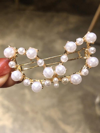 Hollow Faux Pearl Hair Clip Beaded Hair Clip