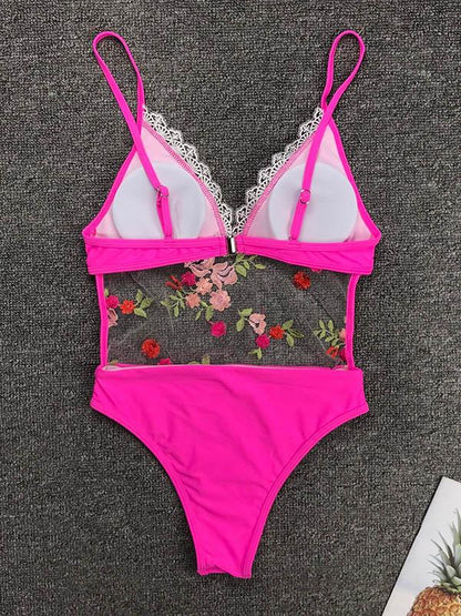 Lace Embroidered Split-joint Swimsuit
