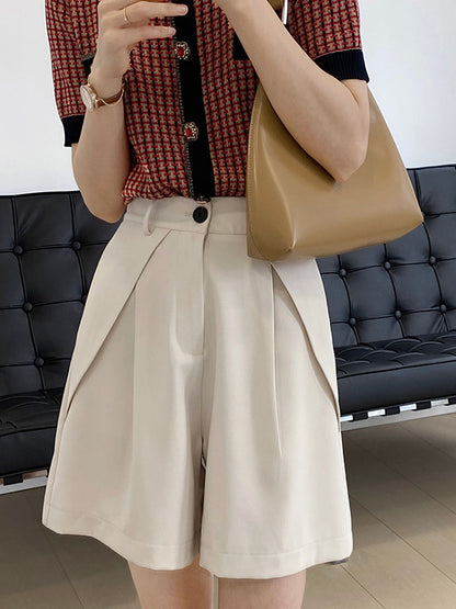 Original Solid Color High-Waisted Wide-Leg Column Shorts