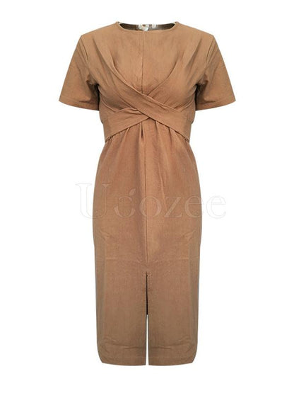 Simple Casual Bandage Designed Dress